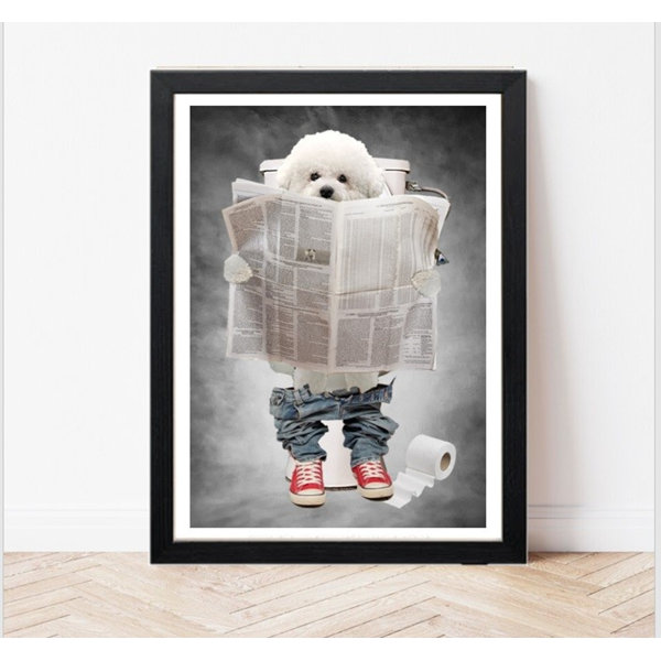 Maturi Bichon Frise On Toilet Print Funny Dog On Loo Picture